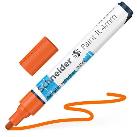Akril marker, 4 mm, SCHNEIDER "Paint-It 320", narancssárga