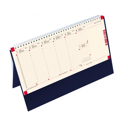 Asztali naptár 2024 TOPTIMER álló C051, kék hátlap, jegyzetblokkos