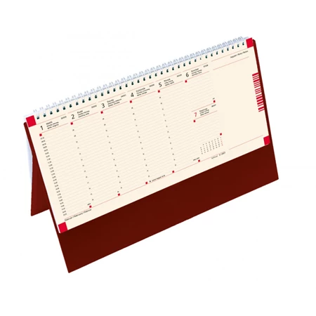 Asztali naptár 2024 TOPTIMER álló C051, bordó hátlap, jegyzetblokkos