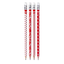 Ceruza KORES háromszögletű, radíros, piros-fehér, HB