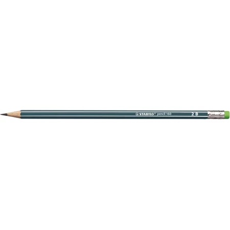 Ceruza STABILO Pencil 160 radírral, 2B, hatszögletű, olajzöld