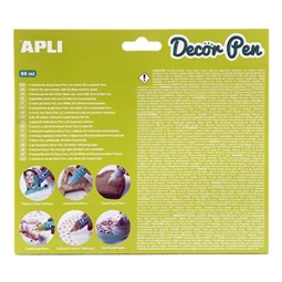 Dekortoll készlet, APLI Decor Pen 3D hatású zselés dekortoll, glitteres 6x25ml neon