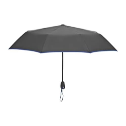Esernyő automatán nyíló és csukodó, összecsukható mini, fekete, szélén kék szegéllyel