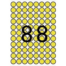 Etikett kör, 16 mm, színes, A5 hordozón, APLI, sárga, 704 etikett/csomag