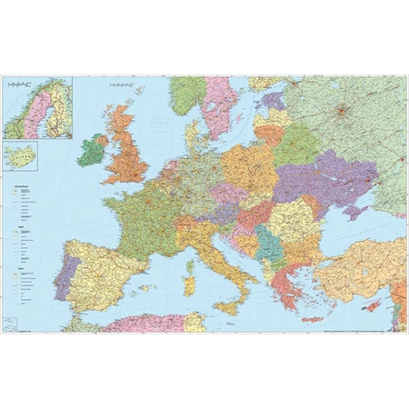 Falitérkép, Európa országai 136x90 cm fémléces STIEFEL