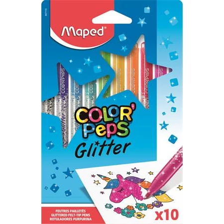 Filc készlet 10db-os MAPED, 2,8 mm-es csillámos, MAPED Color Peps Glitter, 10 különböző szín