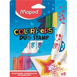 Filc készlet 8db-os MAPED Color`Peps Duo Stamp  7,5 mm, bélyegzőkkel