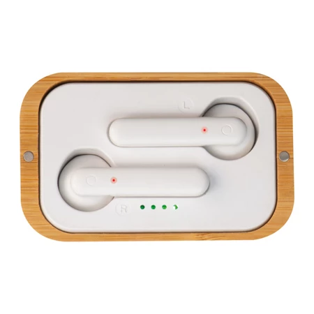 Fülhallgató Bluetooth bambusz dobozban 7,5 × 4,7 × 3,2cm