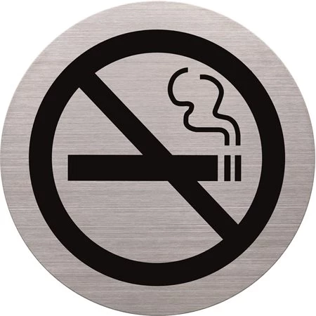 Információs tábla, rozsdamentes acél, HELIT, tilos a dohányzás