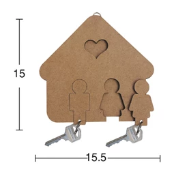 MDF kulcstartó házikó forma kivehető kulcstartó figurával CADENCE 14x15,5cm A030