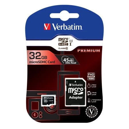Memóriakártya Micro SDHC 32GB VERBATIM Class 10, adapterrel