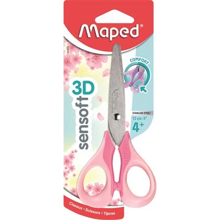 Olló MAPED „Sensoft 3D” 13 cm,iskolai ,rugalmas nyél, pasztell színek