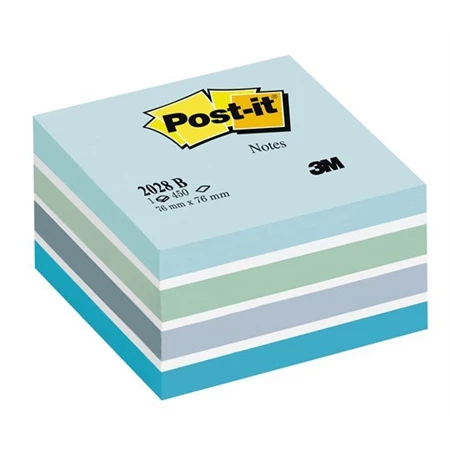 Öntapadó jegyzet 3M Post-it 76x76 kocka, akvarell kék 450lap