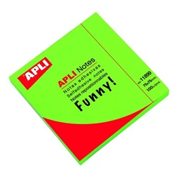 Öntapadó jegyzet APLI neon zöld, 100lap, 75x75mm