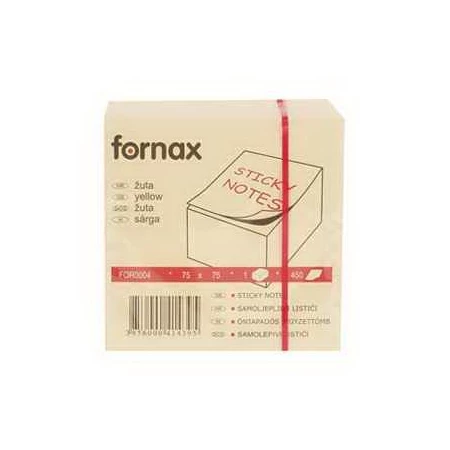 Öntapadó jegyzet FORNAX  75x75 450 lap sárga