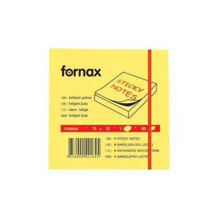 Öntapadó jegyzet FORNAX  75x75 neon sárga