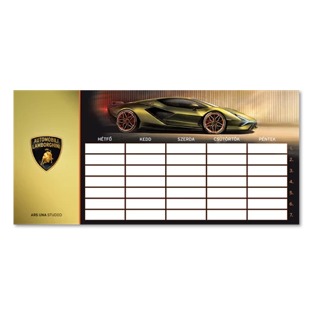 Órarend ARS UNA 1 lapos Lamborghini fekete-arany