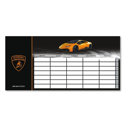 Órarend ARS UNA 1 lapos Lamborghini fekete-narancs