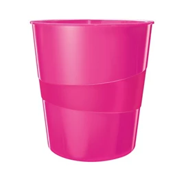Papírkosár LEITZ Wow 15 liter, metál rózsaszín