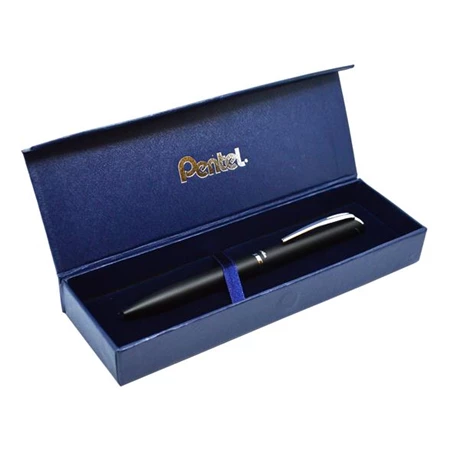 Rollertoll, PENTEL EnerGel prémium fekete, fém 0,35 mm, rotációs, kék tinta