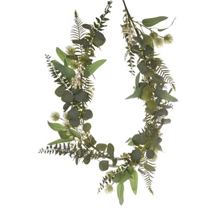 Selyemvirág girland eukaliptusszal műanyag 150cm zöld