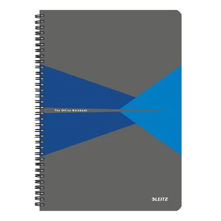 Spirálfüzet A/4 LEITZ Office 90 lap, PP borító, kockás, szürke-kék