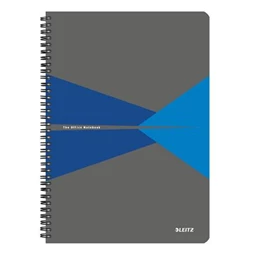Spirálfüzet A/4 LEITZ Office 90 lap, laminált karton borító, kockás, szürke-kék