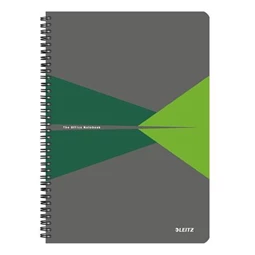 Spirálfüzet A/4 LEITZ Office 90 lap, laminált karton borító, kockás, szürke-zöld