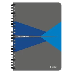 Spirálfüzet A/5 LEITZ Office 90 lap, PP borító, kockás, szürke-kék