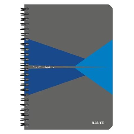 Spirálfüzet A/5 LEITZ Office 90 lap, laminált karton borító, kockás, szürke-kék