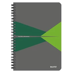 Spirálfüzet A/5 LEITZ Office 90 lap, laminált karton borító, vonalas, szürke-zöld