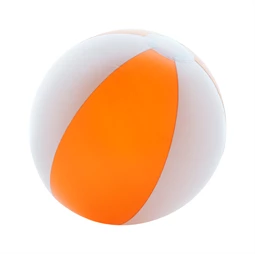 Strandlabda, felfújható, PVC, 28cm átmérő, 6 paneles fehér- áttetsző narancssárga
