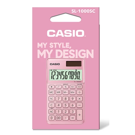 Számológép CASIO SL-1000 asztali, 10 számjegy, rózsaszín