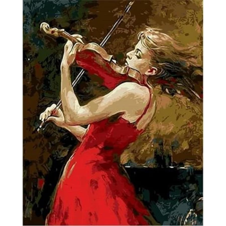 Számozott kifestő Brushme 40x50cm Girl with violin, Lány hegedűvel