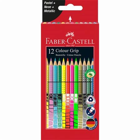 Színes ceruza készlet 12db-os FABER Grip pasztell/neon színek