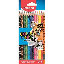 Színes ceruza készlet 12db-os MAPED Color Peps Animal háromszögletű test, törésbiztos hegy