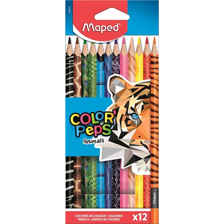 Színes ceruza készlet 12db-os MAPED Color Peps Animal háromszögletű test, törésbiztos hegy