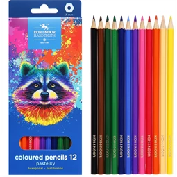 Színes ceruza készlet 12db-os KOH-I-NOOR 3552 mosómedve, hatszögletű fatest, 7mm-es ceruza vastagság