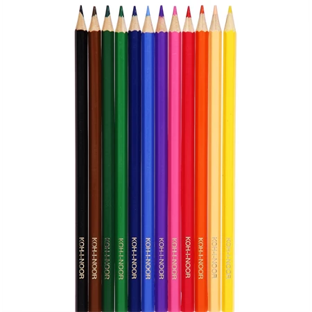 Színes ceruza készlet 12db-os KOH-I-NOOR 3552 mosómedve, hatszögletű fatest, 7mm-es ceruza vastagság