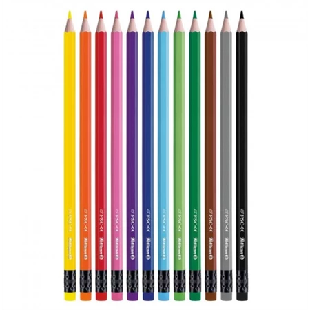 Színes ceruza készlet 12db-os PELIKAN hatszögű, lakkozott, radír végű
