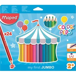 Színes ceruza készlet 24db-os MAPED Color Peps Maxi JUMBÓ háromszögletű 5 mm-es, puha és törésbiztos hegy