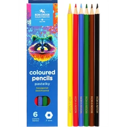 Színes ceruza készlet  6db-os KOH-I-NOOR 3551 mosómedve, hatszögletű fatest, 7mm-es ceruza vastagság