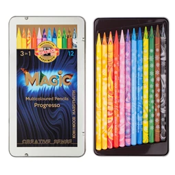 Színes ceruza készlet PROGRESSO Magic varázs KOH-I NOOR 8772 varázsceruza 12db-os készlet 7,6mm