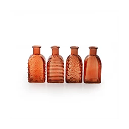 Váza palack üveg 13,5x6,5cm narancssárga 4 féle, 1db