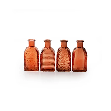 Váza palack üveg 13,5x6,5cm narancssárga 4 féle, 1db