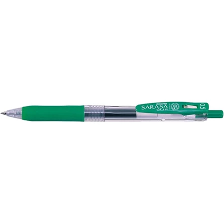 Zseléstoll ZEBRA Sarasa Clip, 0,5 nyomógombos, zöld, golyóátmérője 0,5 mm, írásvastagság 0,33 mm