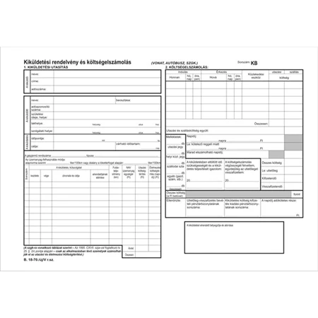B.18-70 Kiküldetési utasítás és költségelszámolás A/4 VICTORIA, 25x2