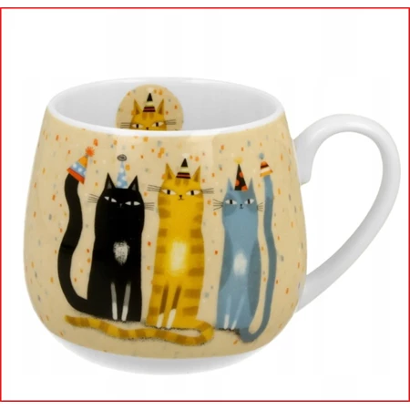 Bögre, porcelán 430ml, hordó, Cats World Party, Cica party