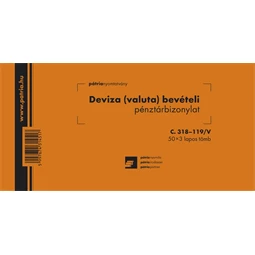 C.318-119/V Deviza-valuta bevételi pénztárbizonylat 25x3 Ny 200x98 mm