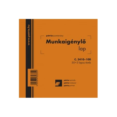 C.3410-100 Munkaigénylő lap 25x3